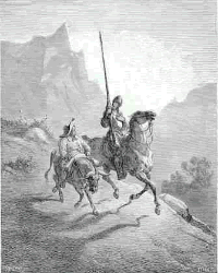 El hidalgo don Quijote junto a su escudero Sancho Panza